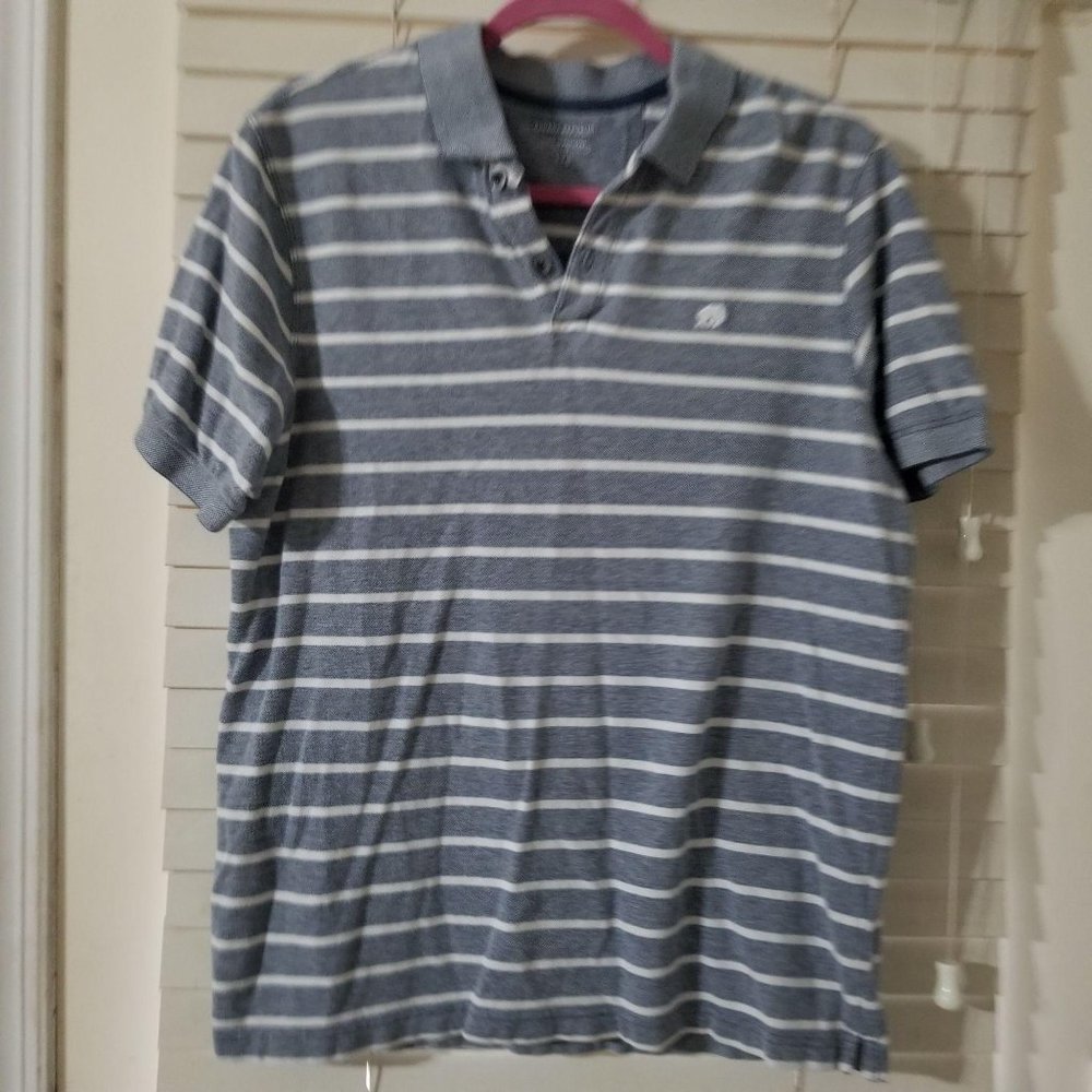 Banana Republic / L / Cotton Gray Striped Polo